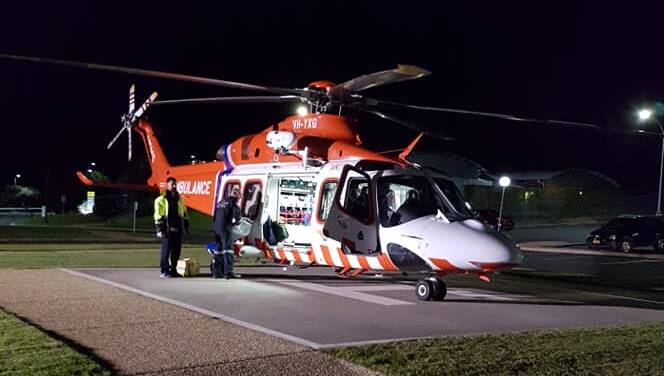 The teen is airlifted from Albury hospital following the incident. 