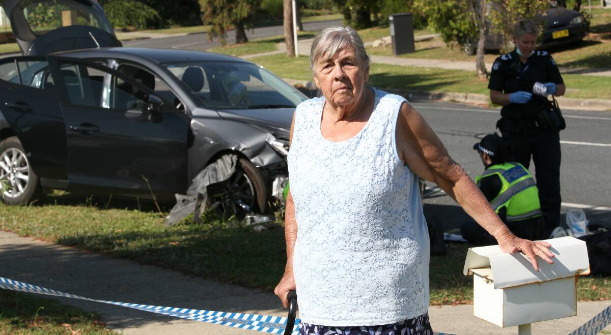 FEARFUL: Judy Johnson said it was lucky a stolen car, pictured left, avoided crashing into her Wodonga home. Picture: BLAIR THOMSON