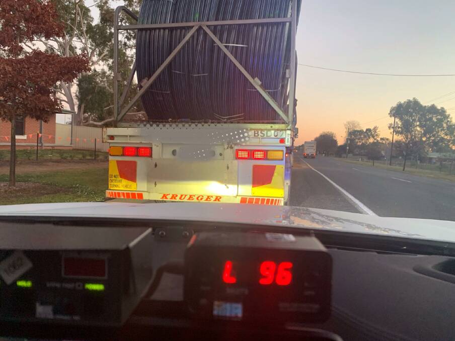 INTERCEPTED: The truck was nearly double the 50km/h speed limit when detected by police at Jindera. 