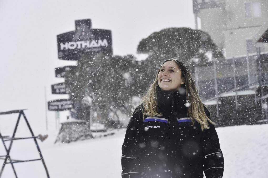SNOW: Chess Damant at Mt Hotham on Tuesday. Picture: CHRIS HOCKING