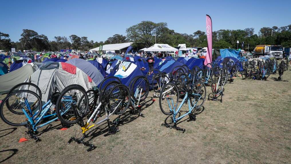 BIKES: Thousands of cyclists recently stayed at the Rutherglen Showgrounds as part of the ride. 