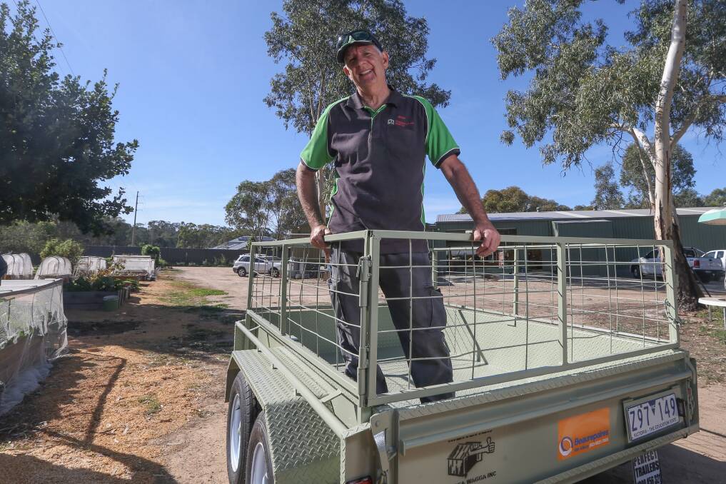 GOOD AS NEW: Bruce Dyce with the restored trailer, which was destroyed during the recent fires in the Upper Murray. Picture: TARA TREWHELLA
