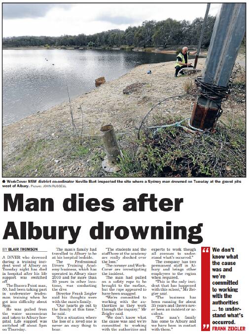 TRAGEDY: A report in The Border Mail after Mr Murphy's life support was turned off. 