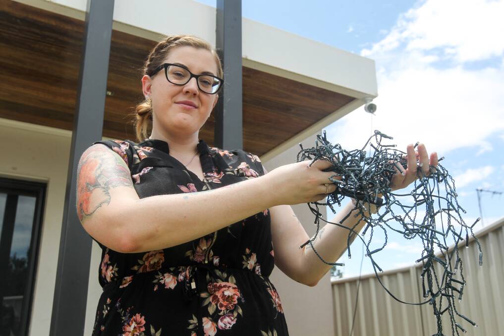 DAMAGE: Laura Grealy installed a security camera on the side of her home, which captured a group of people damaging and stealing lights from the property at Christmas. Picture: BLAIR THOMSON