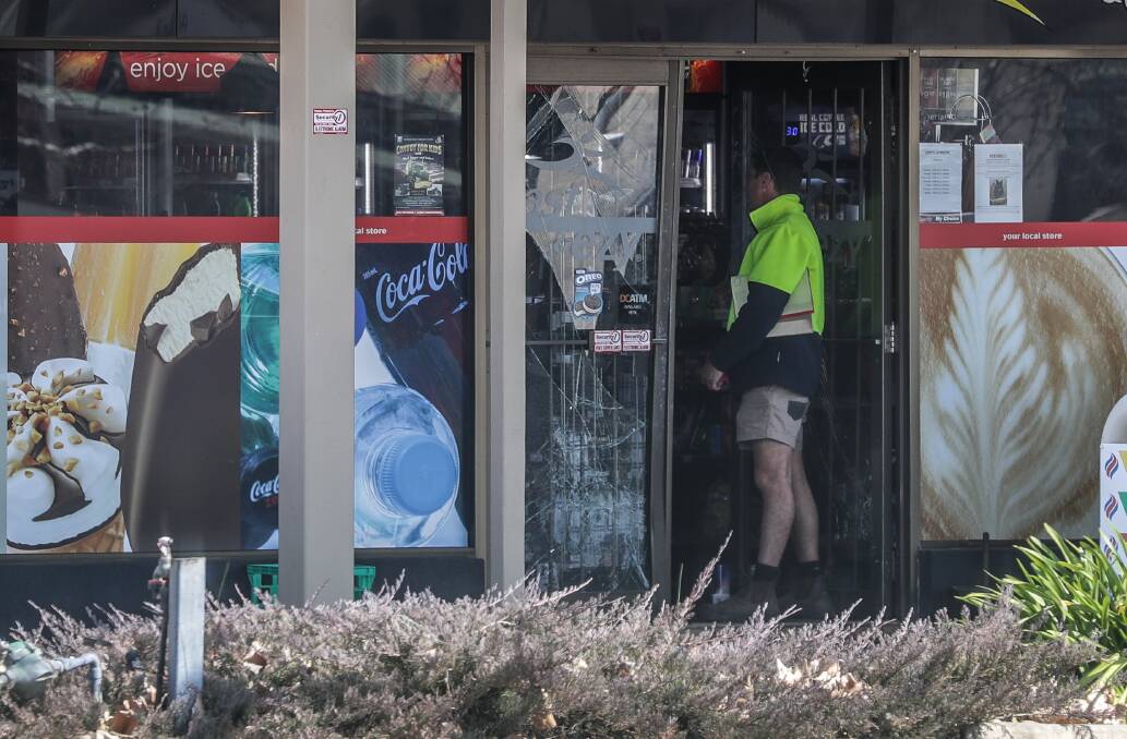 DAMAGE: The scene of the ram raid on Tuesday. Picture: JAMES WILTSHIRE