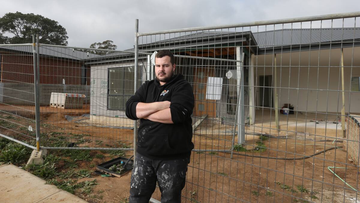 THEFT: Shaun Jefferies arrived at this Wodonga construction site on Friday morning to discover his tools, including specialist tiling equipment, had been taken. Police are investigating several thefts. Picture: TARA TREWHELLA