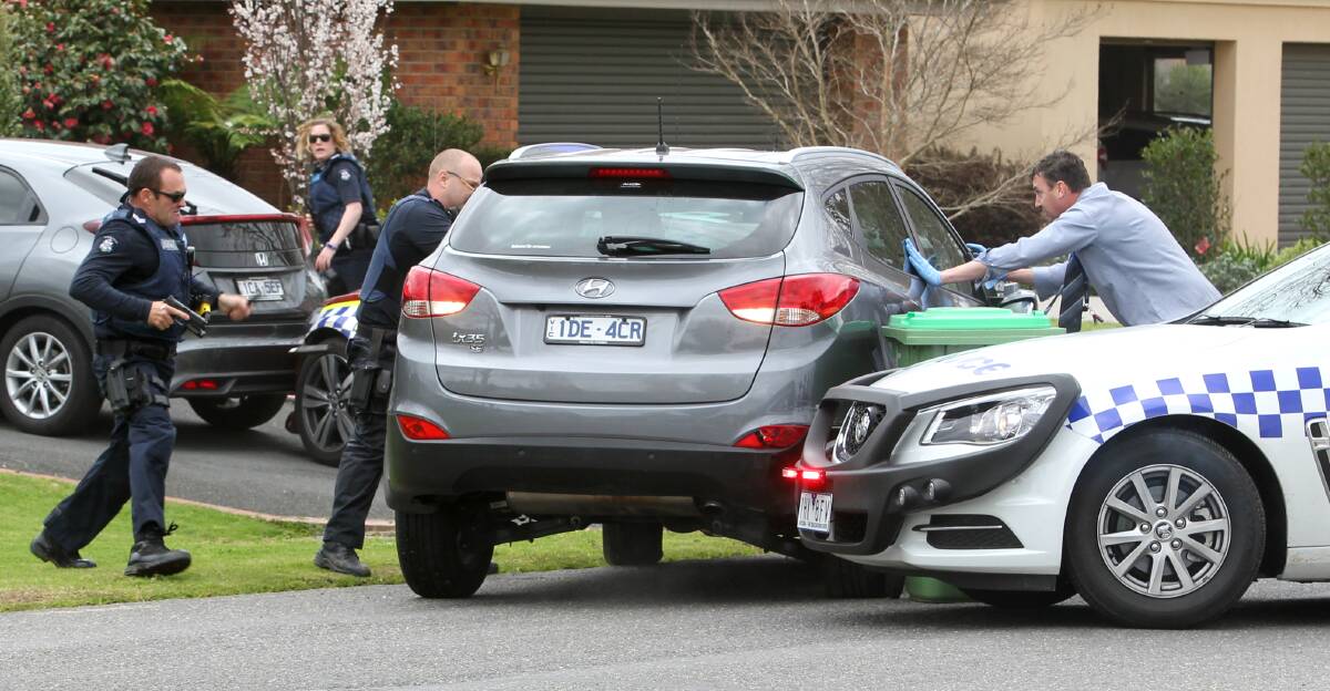 OUT OF CONTROL: Police try to stop Keith King's stolen car in Wodonga in September. 