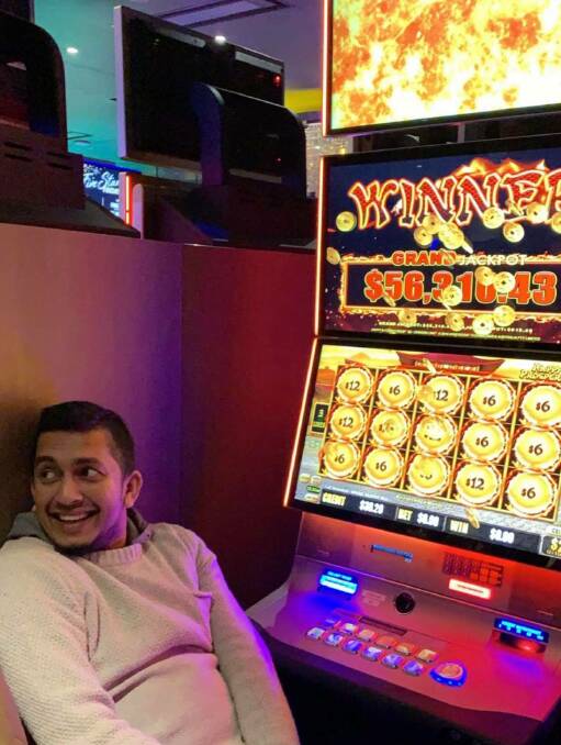 TOO LATE: A recent image appears to show Pereira winning more than $56,000 on the pokies. 