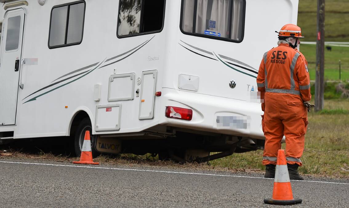 CRASH SCENE: An SES volunteer at the site. 