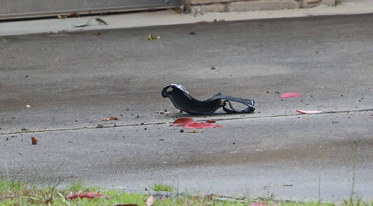 What appears to be motorbike goggles at the scene of the crash. Picture by Blair Thomson