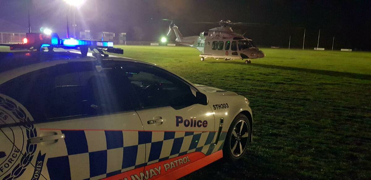 INJURED: A man is airlifted on Friday following the crash at Walbundrie. Picture: NSW POLICE