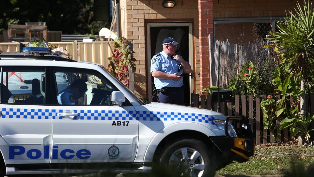 ON SCENE: Police outside the Mate Street unit on Monday. 