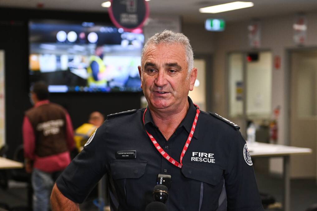 CONTROL CENTRE: CFA Regional Commander Paul King at the Wodonga control center on Thursday as about 50 people worked to control a mock fire incident based on a real blaze that occured in January last year. Picture: MARK JESSER