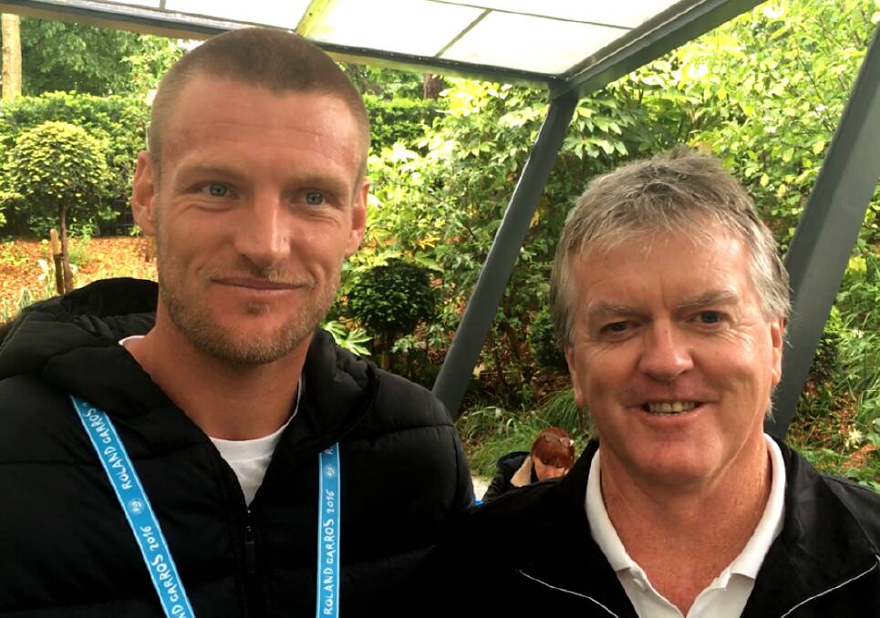 TENNIS STAR: Sam Groth, pictured recently with Mr Shanahan at the French Open. 