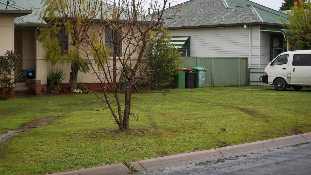 DAMAGE: Tyre marks lead to the North Albury home, which sustained minor damage. 