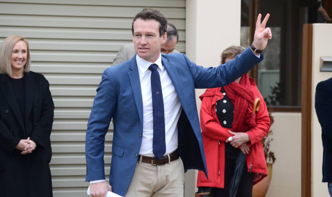 AUCTION: Lachlan Hutchins auctions a property in Hovell Street on Saturday. The property sold for close to $1.3 million dollars. The Stean Nicholls agent said there was high demand for Albury homes. Picture: BLAIR THOMSON
