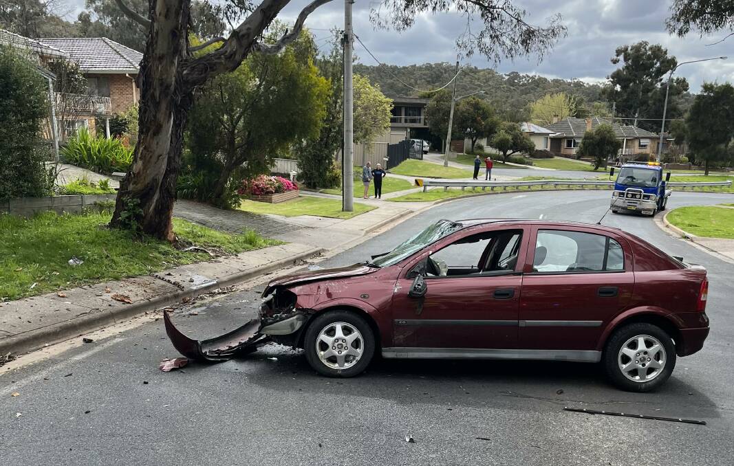 Albury police attended this car crash on Gap Road on Sunday afternoon. Police also attended two crashes at Mount Hotham later that day. Picture supplied
