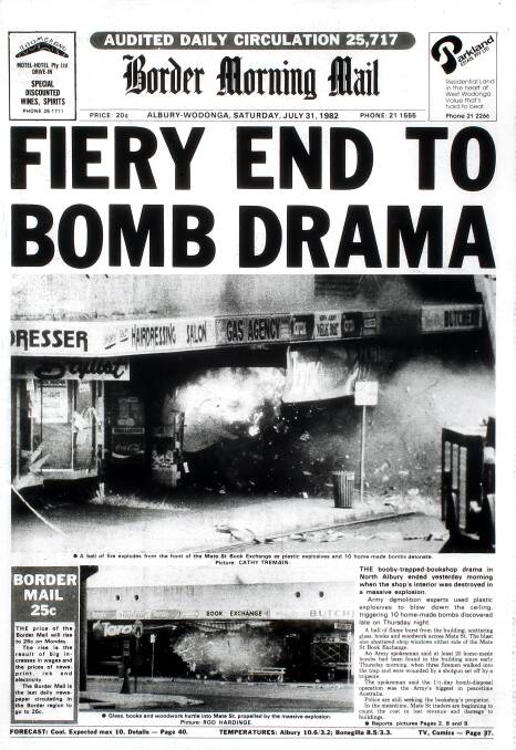 HEADLINES: The Border Mail following the Mate Street bombing. 