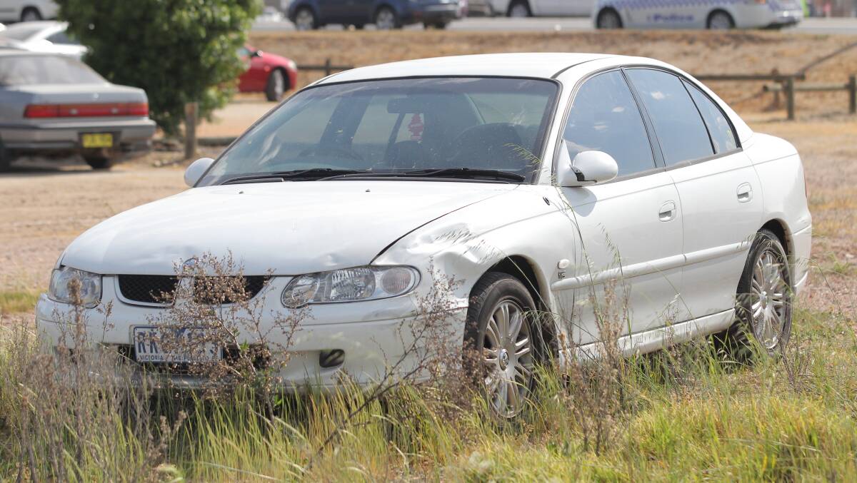 DAMAGED: The man's car after the crash. 