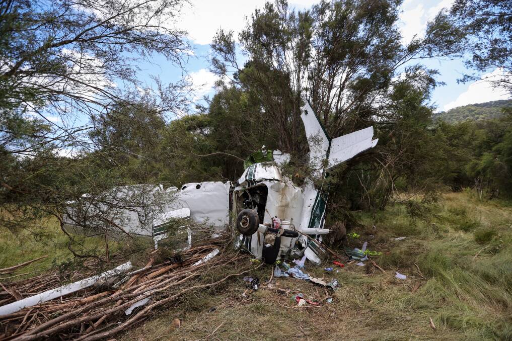 The pilot managed to survive this crash at Porepunkah yesterday. Picture by James Wiltshire
