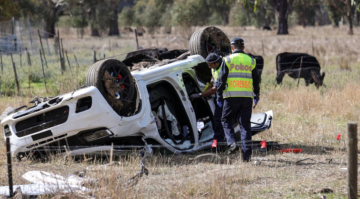 The vehicle rolled several times before coming to a stop in a paddock. Picture by James Wiltshire