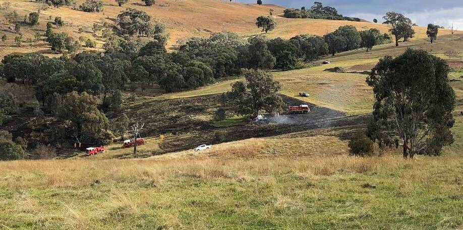 ON SCENE: Firefighters spent hours battling the grass and scrub fire at a property on Saru Road in Leneva after a burn off spread out of control. People are urged to ensure they follow rules and restrctions during burns. 