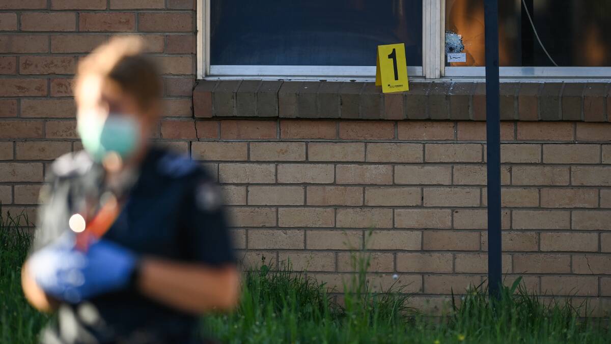 SHOOTING: The scene of one of the drive-by shootings in Wodonga last month. 