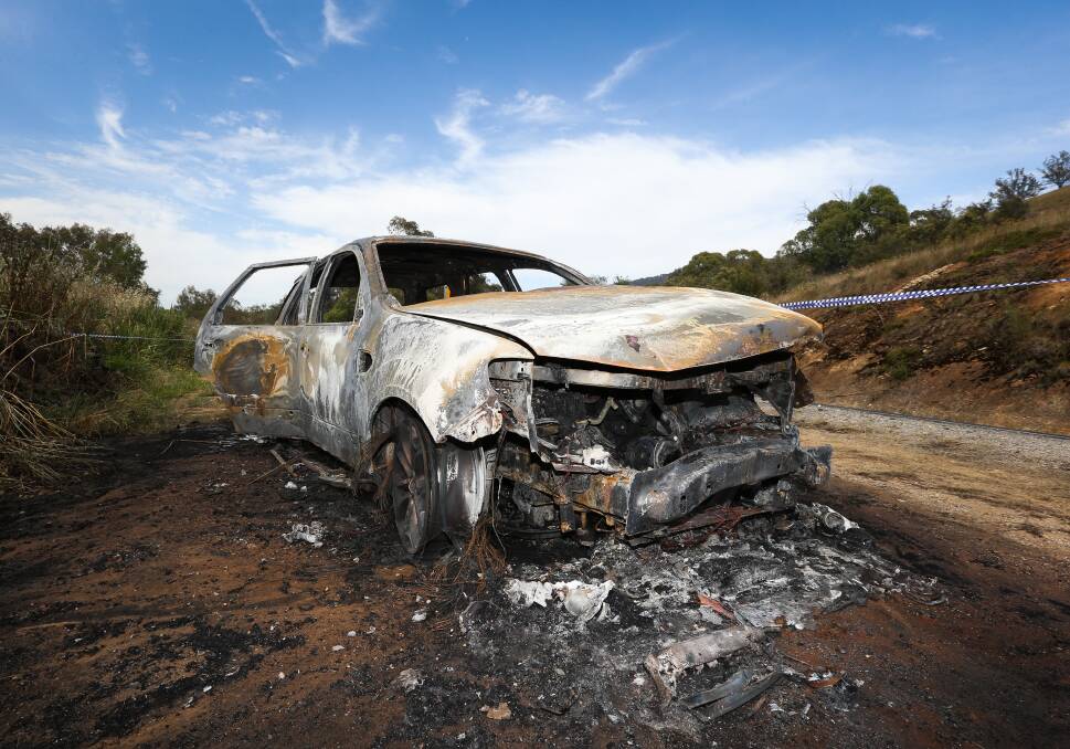 BURNT: This car was reported stolen in what police allege was a false report. 