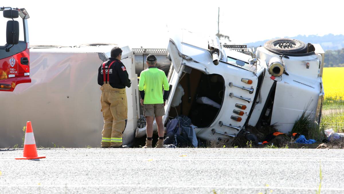 The driver had to be cut from the roof of his prime mover after being trapped inside the truck. He was then airlifted to hospital in the Toll helicopter for treatement. File picture