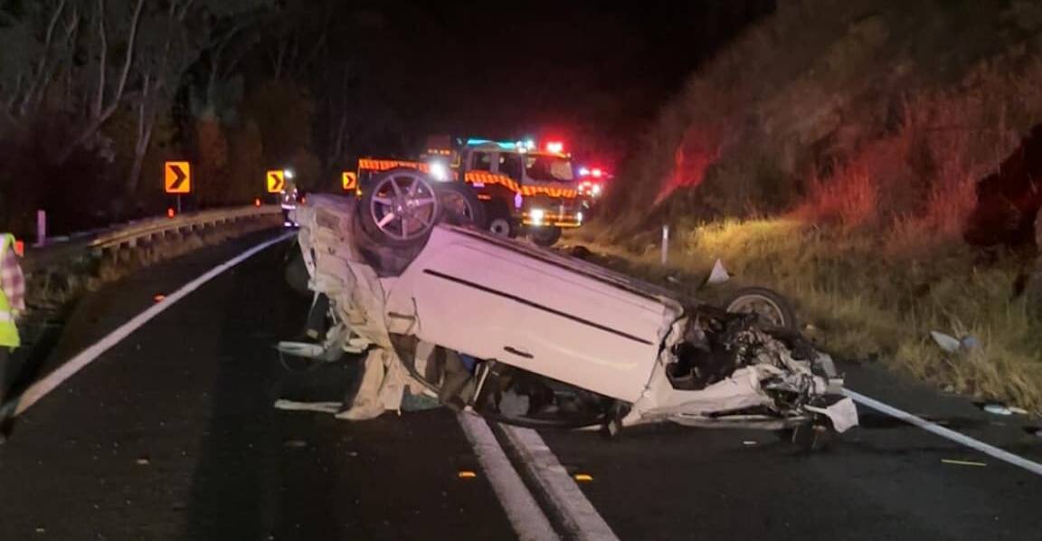 The scene of Monday's night's car rollover at Splitters Creek. Picture supplied