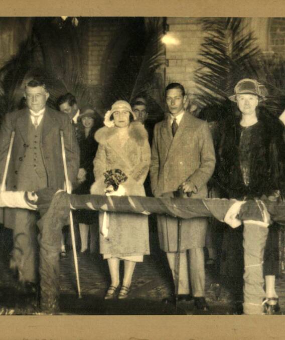 TOUR: The only flashlight photograph of the royal tour - the Duke and Duchess of York with Albury mayor Alfred Waugh and Ellen Waugh at the Albury Railway Station.