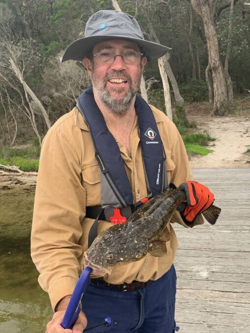 FISHING TRIP: Tim from the Lavington Anglers Club with a tasty looking Mallacoota flathead.