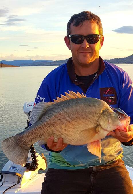 TROLLING: Cliff Karnatz caught and released this 58cm yella trolling Lake Hume, using the McGrath wide body lures.