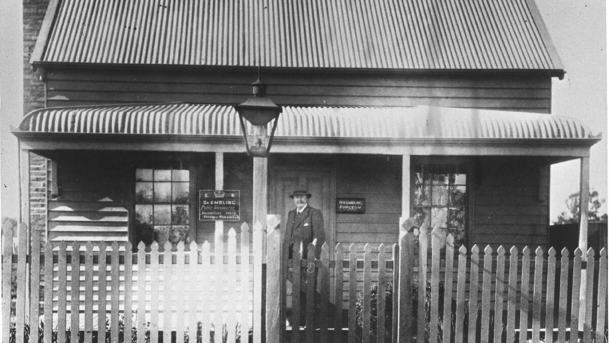 NUMBERED: Public vaccinator Dr Embling stands in front of his premises. Street numbering didn't come to Wodonga until the late 1940s. 