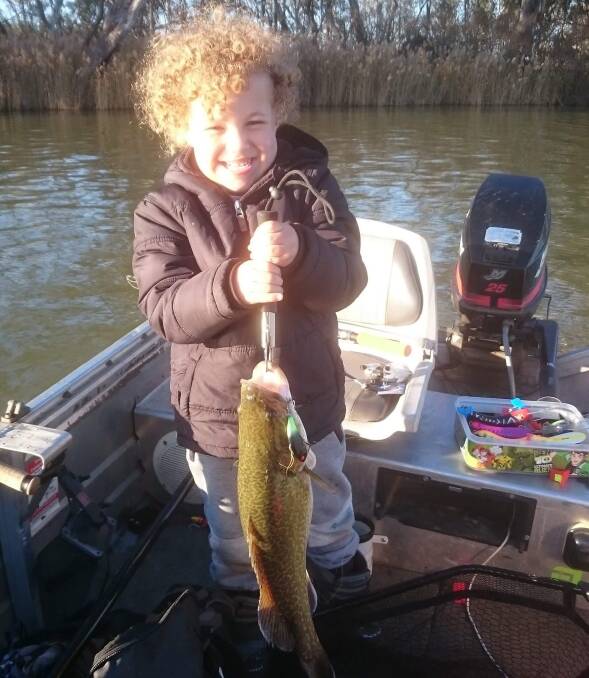 RIPPER: Isaiah Hayes, 4, proudly shows off the Murray cod he caught over at Mulwala recently.