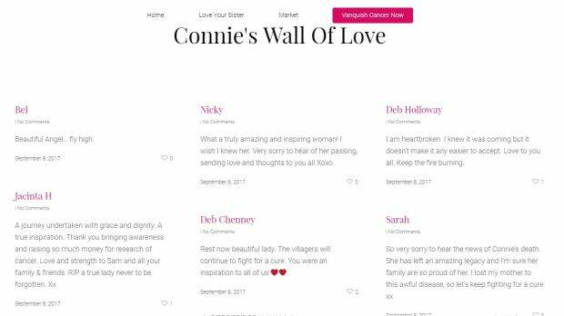 Connie Johnson Tribute Wall, https://loveforconnie.org.au/#leave-a-tribute Photo: supplied 
