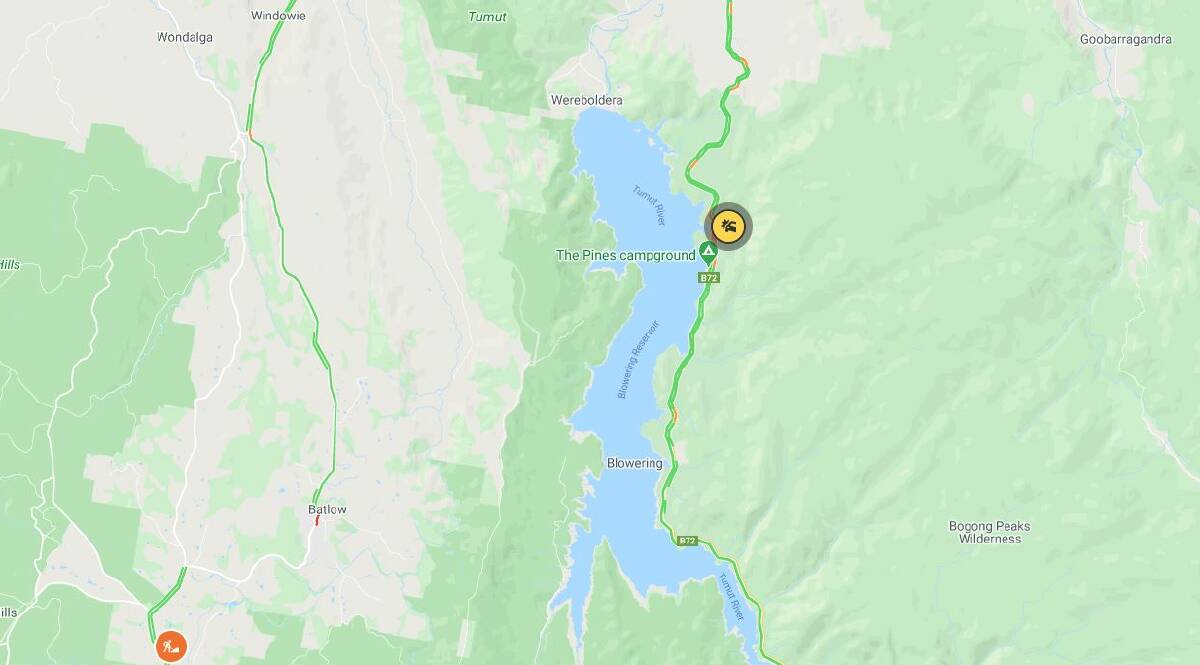 A man has died after a motorcycle crash near Blowering Dam. Picture: Live Traffic NSW