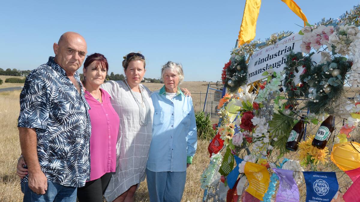 David Brownlee, Janine Brownlee, Lana Cormie and Helen Howkins at the memorial site on the Winterfield Estate site last year.
