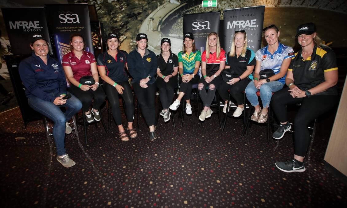 Key Ovens and Murray netball figures at the season launch on Wednesday night. Picture: JAMES WILTSHIRE