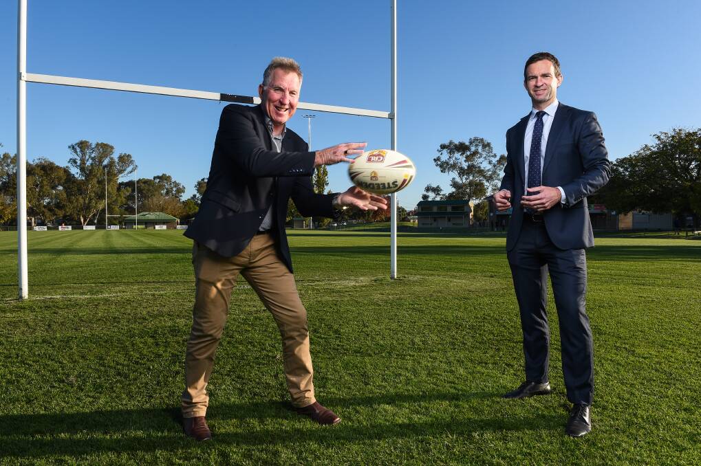 Albury mayor Kevin Mack and Storm CEO Dave Donaghy. Picture: MARK JESSER