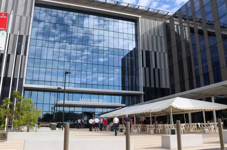 The front entrance to the new Tweed Valley hospital which will open in May, replacing an existing site in the centre of Tweed Heads. Picture by Northern NSW Local Health District