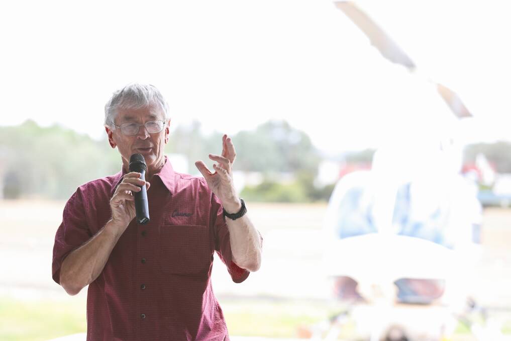 CONCERNED: Dick Smith was in Albury earlier this year for the official opening of Rotor Solutions Australia’s new headquarters. Picture: MARK JESSER