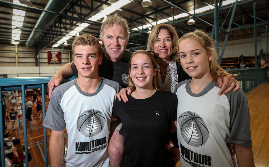 HAVING A BALL: Simon and Gill O'Connell, from New Zealand, with children Matthew, 16, Emma, 14, and Caitlin, 13. Picture: JAMES WILTSHIRE