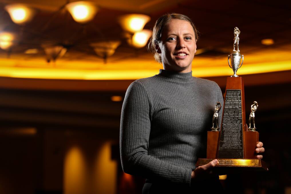 BROWNE GOLD: Rutherglen's Emily Browne has added a Tallangatta and District Netball Association best and fairest to her trophy cabinet but says what she plays for "is about to unfold over the next month. Picture: JAMES WILTSHIRE