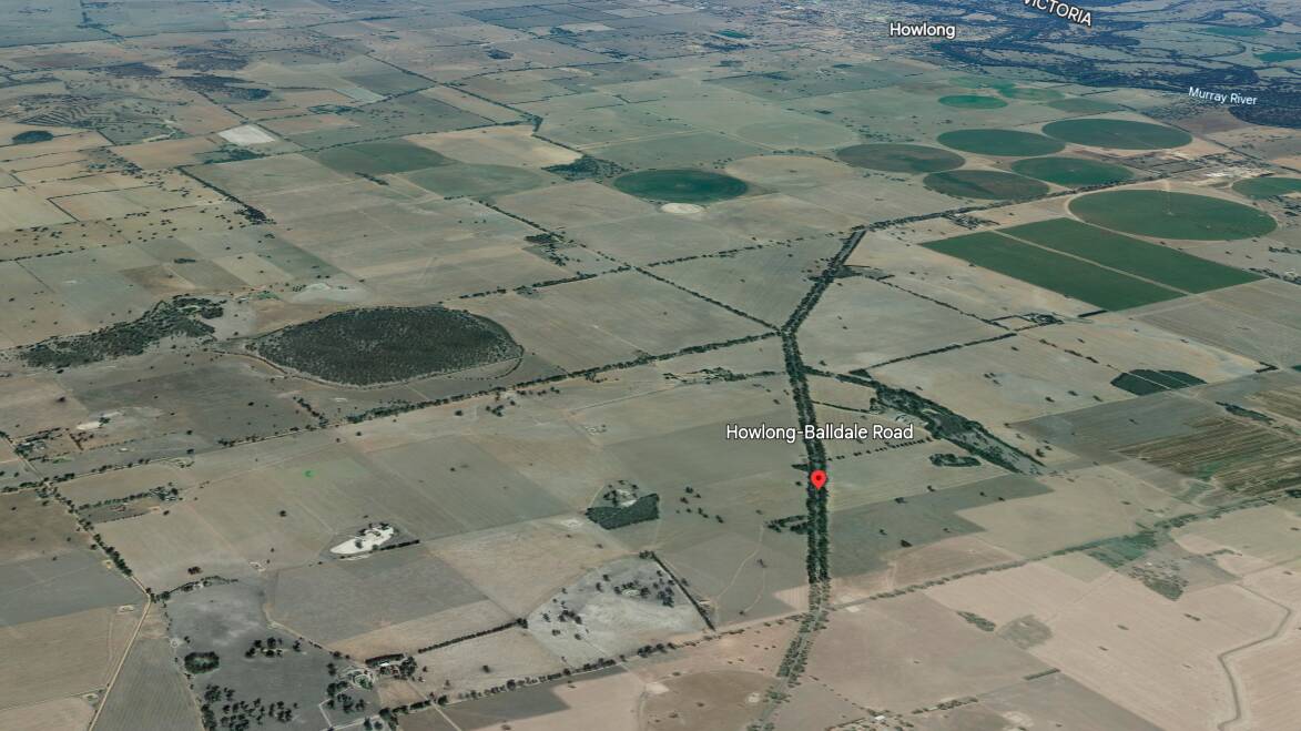 Reports of a major crash crash came through at 2.40pm on the Howlong-Balldale Road as two trucks carrying grain collided. Picture Google Earth