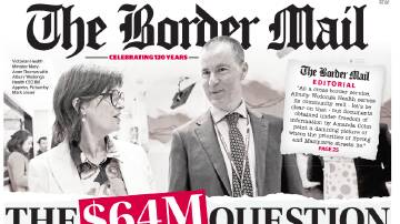 The front page of Saturday's Border Mail.
