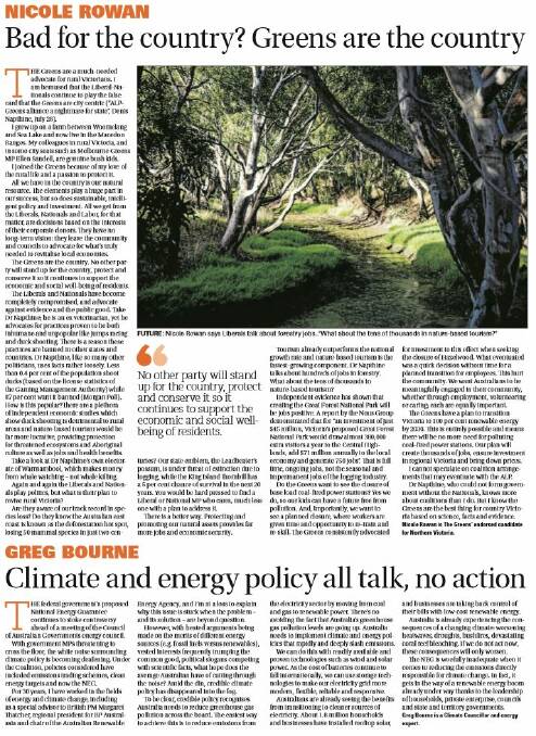 Nicole Rowan and Greg Bourne's comment pieces in Saturday's Border Mail have generated some discussion.