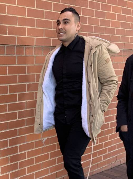 Sentenced: Jarrah Maksymow arrives at Albury Local Court on Tuesday shortly before he was put on an intensive corrections order for assaulting his former partner.