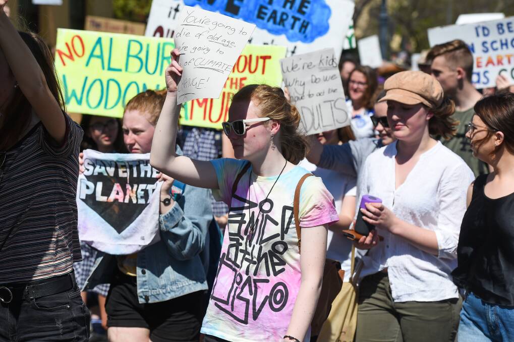 Last Friday's climate strike in Albury. Picture: MARK JESSER