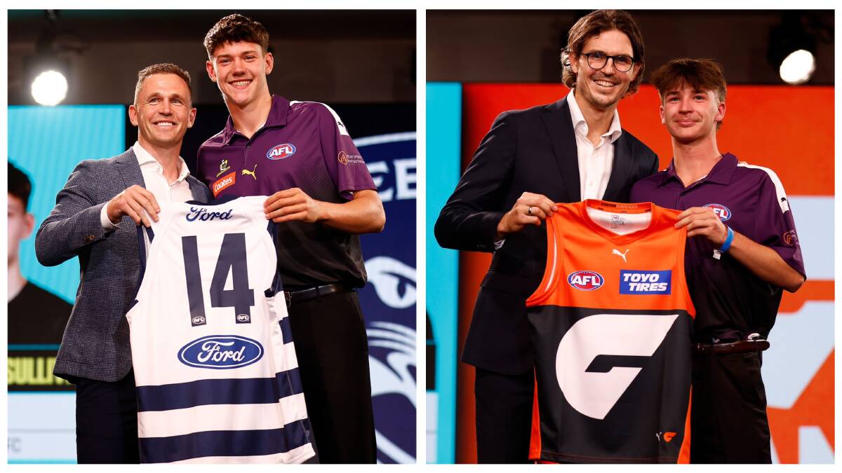 Connor O'Sullivan, Phoenix Gothard drafted to Geelong, GWS respectively. Pictures from X